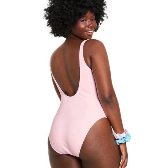 Stoney Clover X Target Pink Ribbed Henley One Piece Swimsuit - Picture 7 of 8